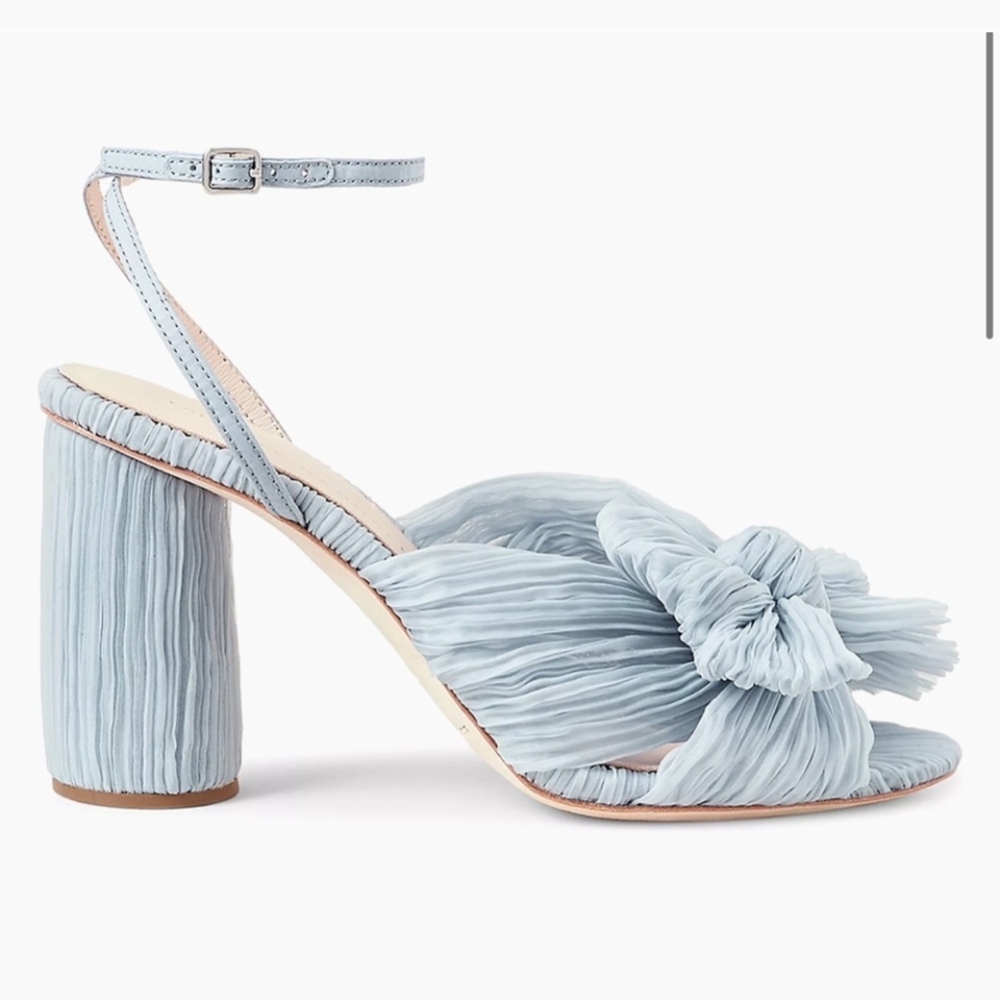 Light Blue Pleated Heeled Sandals
